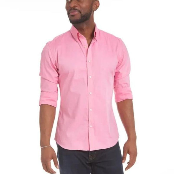 Roben | Men's Non-Crease Long Sleeve Shirt with Hidden Inner Zip