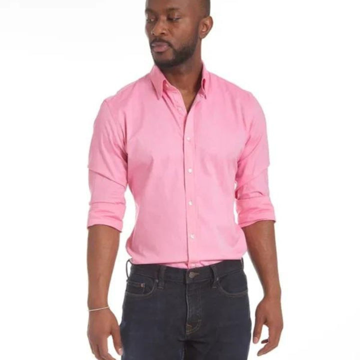 Roben | Men's Non-Crease Long Sleeve Shirt with Hidden Inner Zip