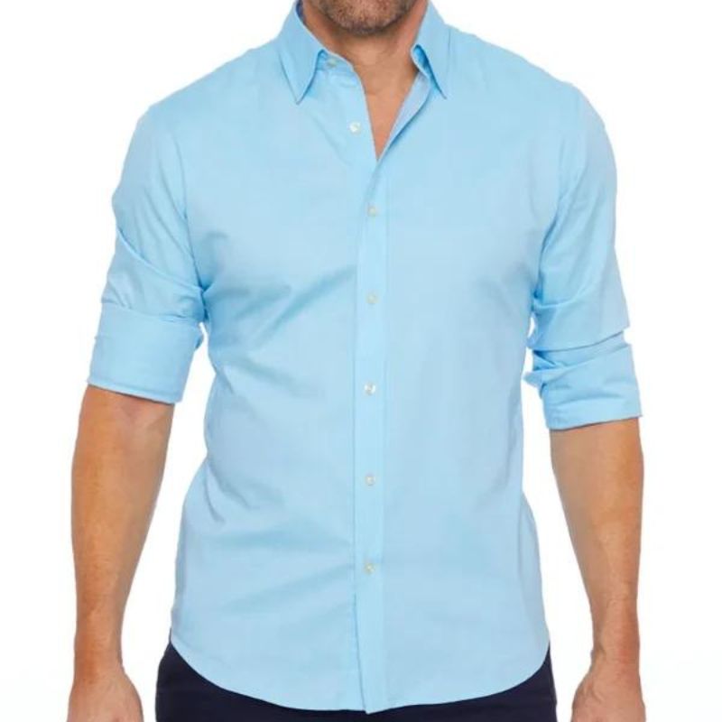 Roben | Men's Non-Crease Long Sleeve Shirt with Hidden Inner Zip