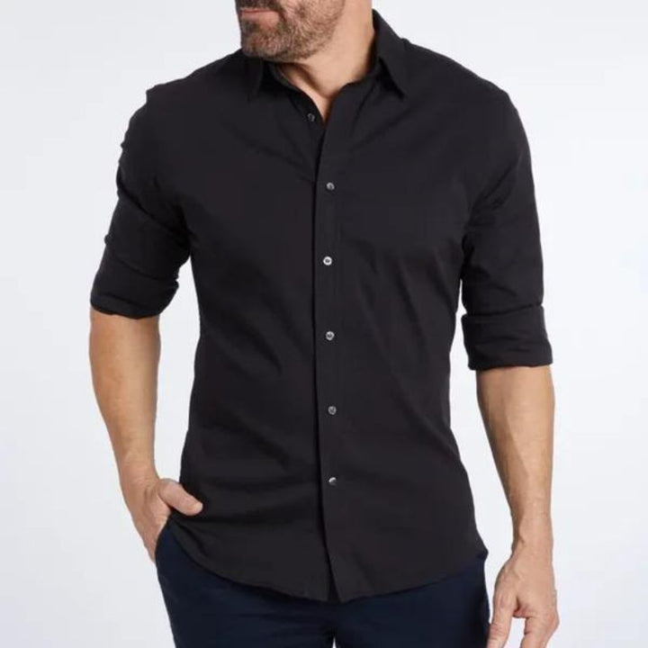 Roben | Men's Non-Crease Long Sleeve Shirt with Hidden Inner Zip
