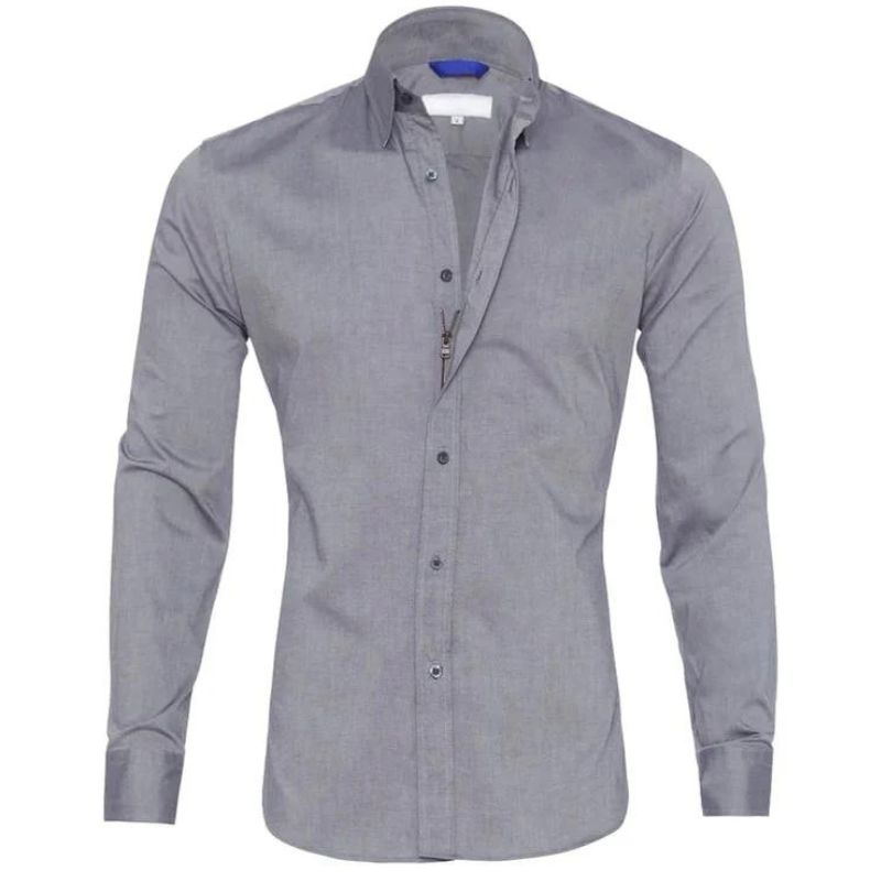 Roben | Men's Non-Crease Long Sleeve Shirt with Hidden Inner Zip