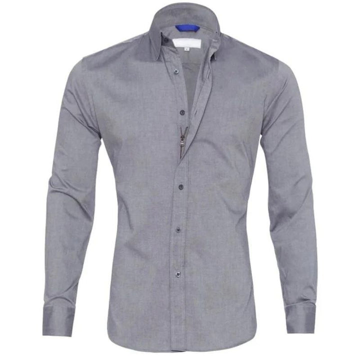 Roben | Men's Non-Crease Long Sleeve Shirt with Hidden Inner Zip
