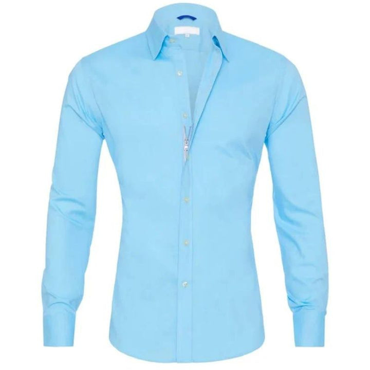 Roben | Men's Non-Crease Long Sleeve Shirt with Hidden Inner Zip