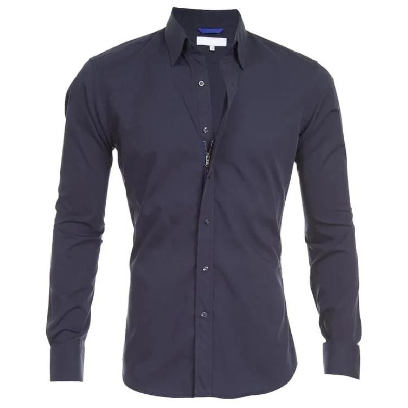 Roben | Men's Non-Crease Long Sleeve Shirt with Hidden Inner Zip