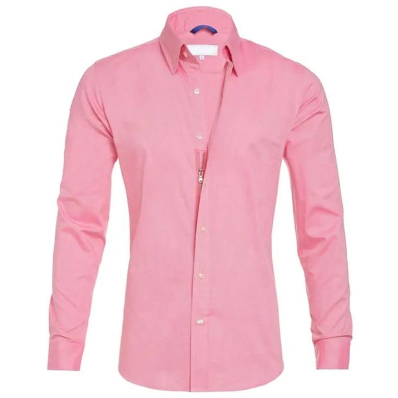 Roben | Men's Non-Crease Long Sleeve Shirt with Hidden Inner Zip