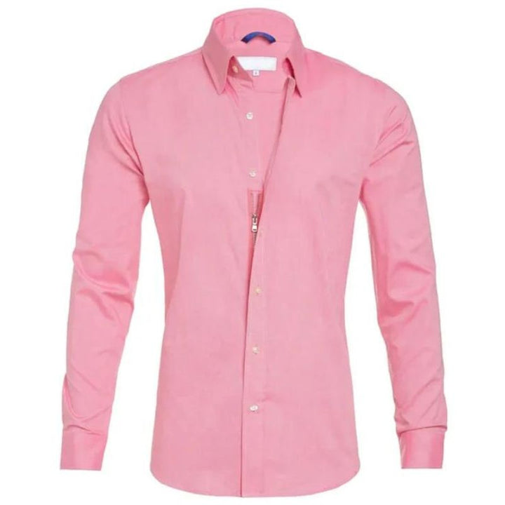 Roben | Men's Non-Crease Long Sleeve Shirt with Hidden Inner Zip