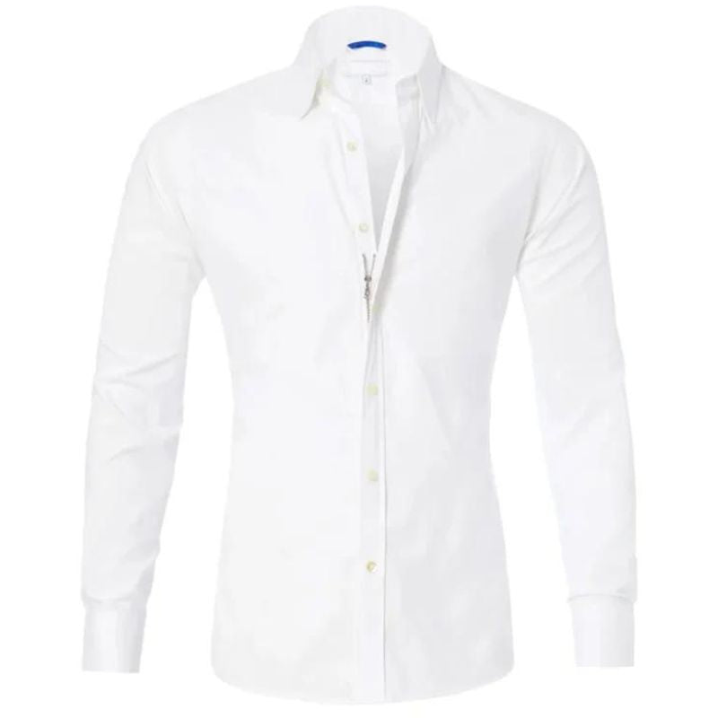 Roben | Men's Non-Crease Long Sleeve Shirt with Hidden Inner Zip
