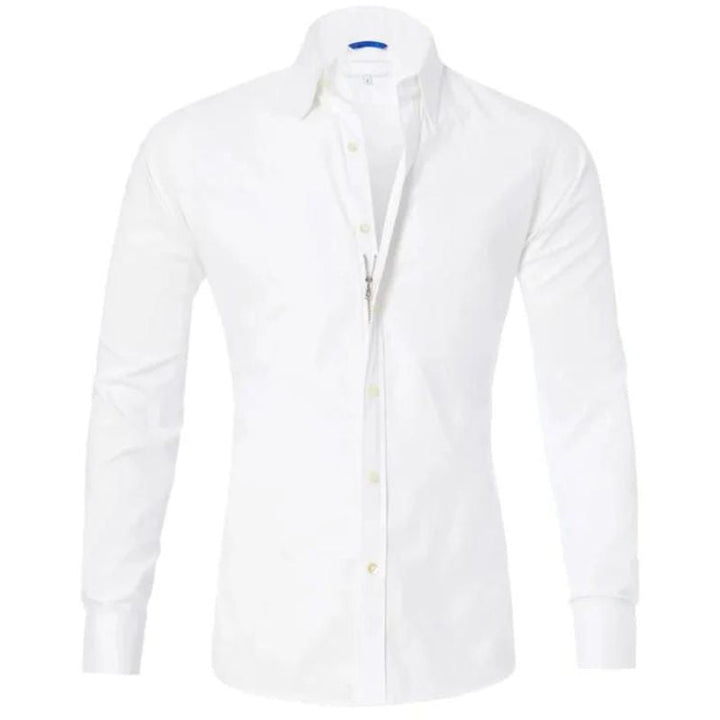 Roben | Men's Non-Crease Long Sleeve Shirt with Hidden Inner Zip