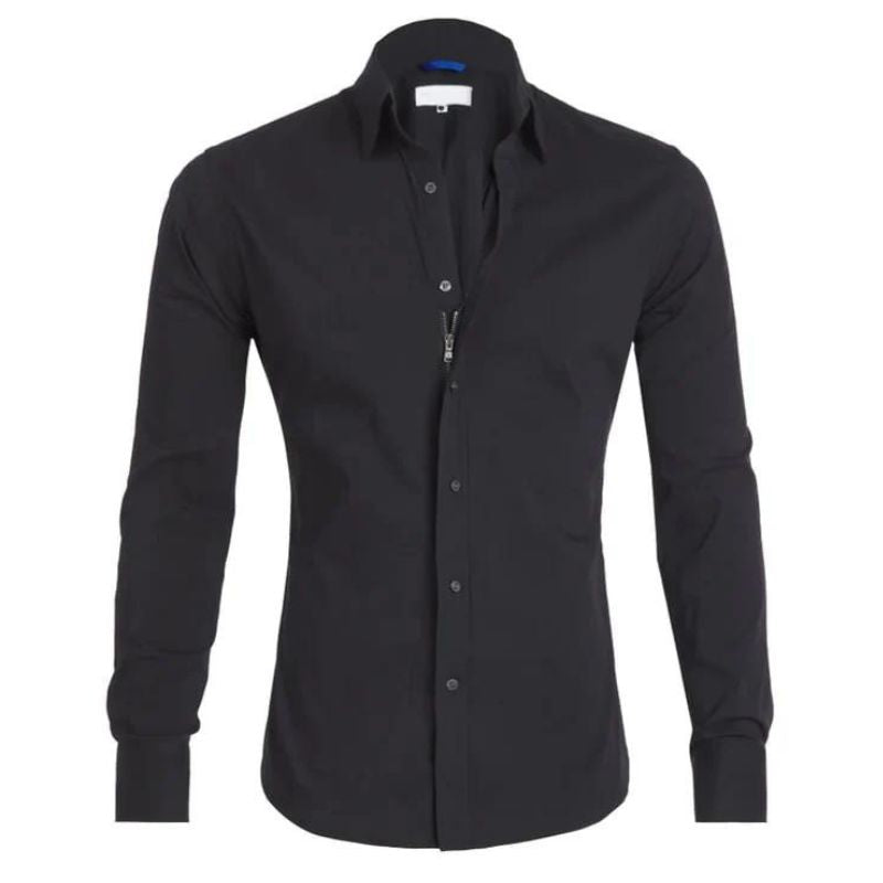 Roben | Men's Non-Crease Long Sleeve Shirt with Hidden Inner Zip