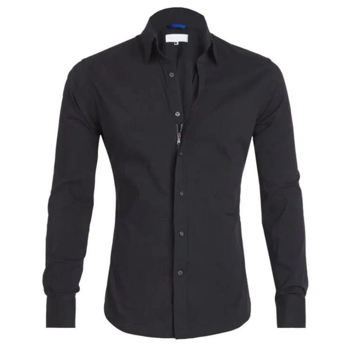 Roben | Men's Non-Crease Long Sleeve Shirt with Hidden Inner Zip