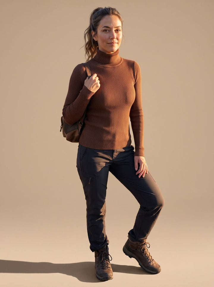 Elisabeth | Women's Ribbed Roll Neck Jumper Slim Fit Long Sleeve Knit