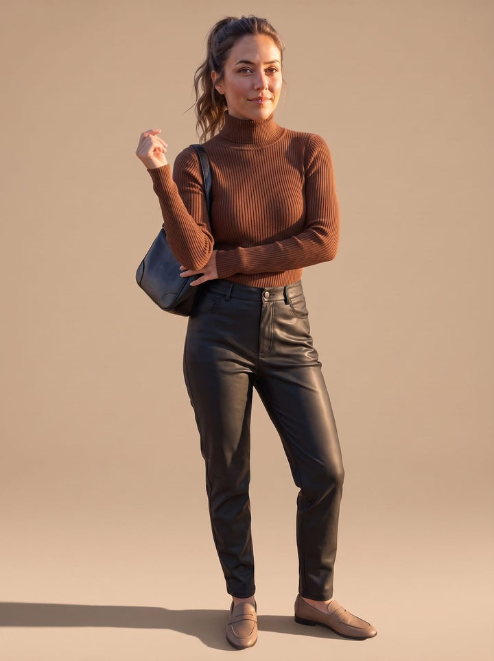 Elisabeth | Women's Ribbed Roll Neck Jumper Slim Fit Long Sleeve Knit