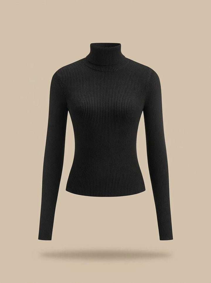 Elisabeth | Women's Ribbed Roll Neck Jumper Slim Fit Long Sleeve Knit