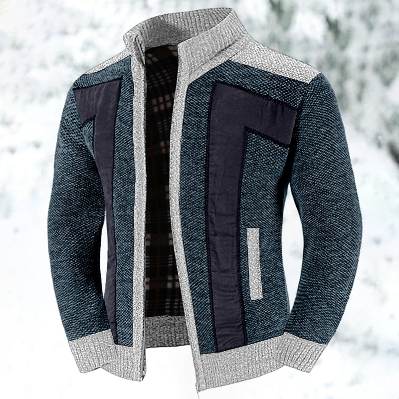 Bryson | Men's Zip-Up Knit Cardigan Brushed Lining Stand Collar Pockets