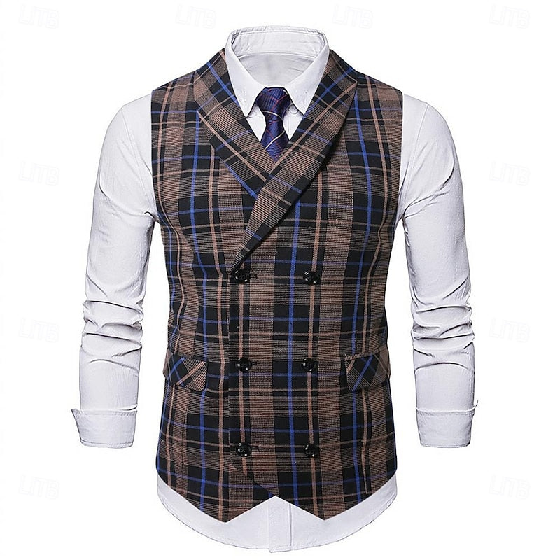 Thatcher | Men's Checked Waistcoat Tailored Button Up