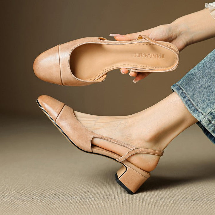 Eleanor | Women's Slingback Block Heel Pumps Almond Toe