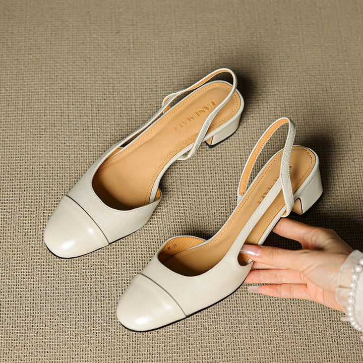 Eleanor | Women's Slingback Block Heel Pumps Almond Toe