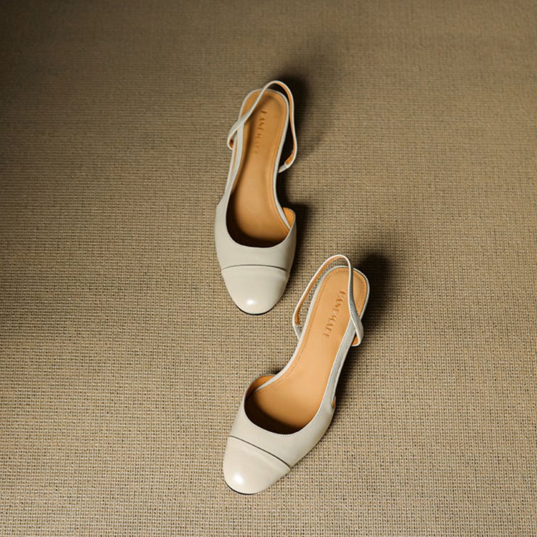 Eleanor | Women's Slingback Block Heel Pumps Almond Toe