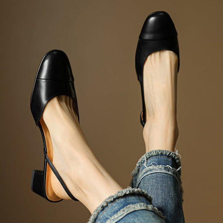 Eleanor | Women's Slingback Block Heel Pumps Almond Toe