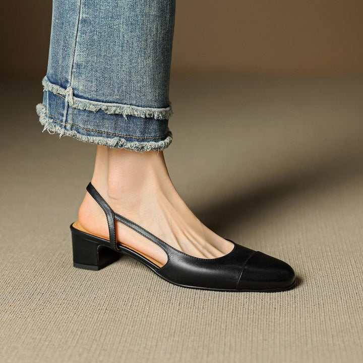 Eleanor | Women's Slingback Block Heel Pumps Almond Toe