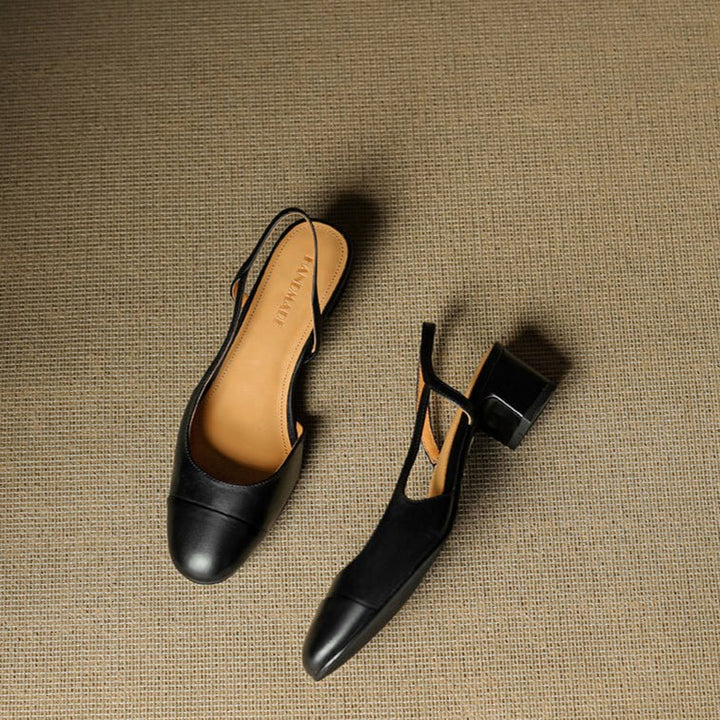 Eleanor | Women's Slingback Block Heel Pumps Almond Toe