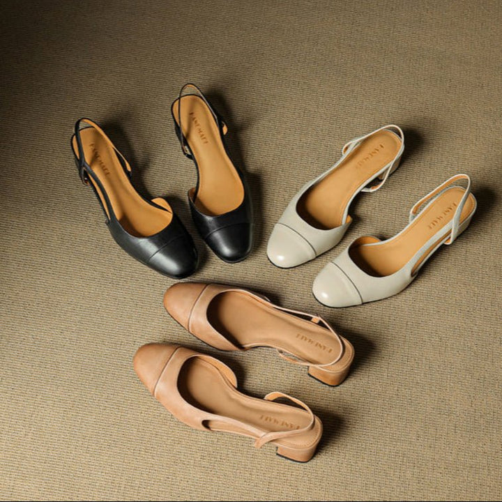 Eleanor | Women's Slingback Block Heel Pumps Almond Toe