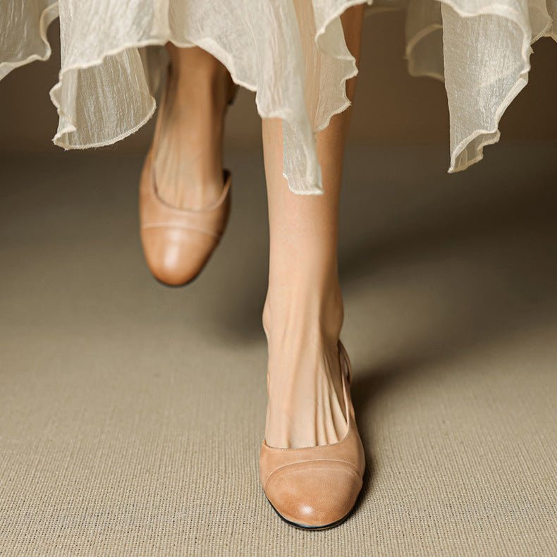 Eleanor | Women's Slingback Block Heel Pumps Almond Toe