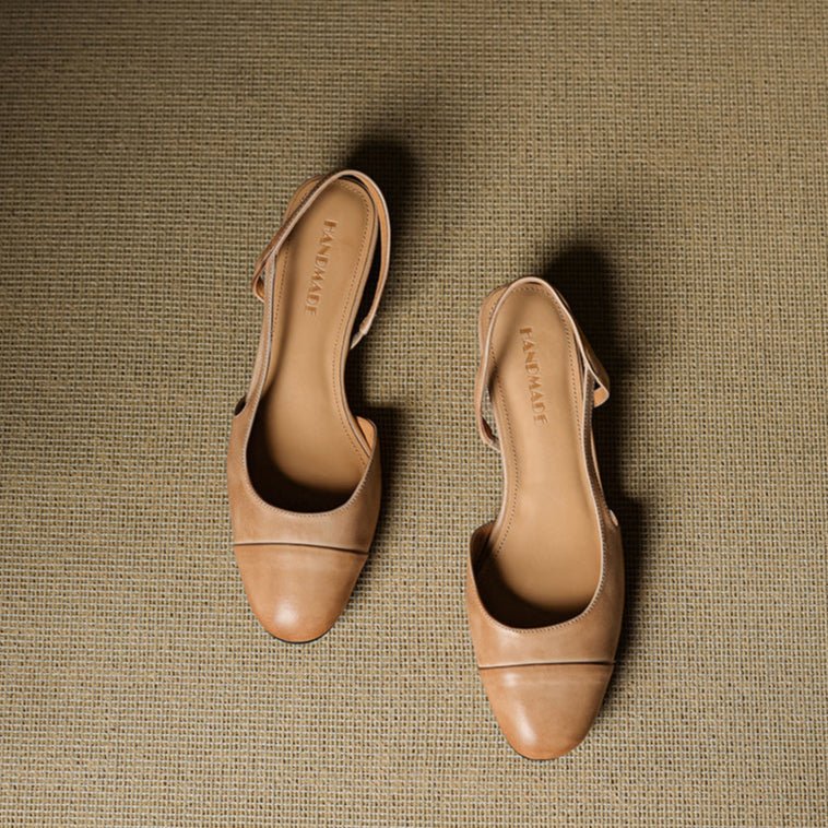 Eleanor | Women's Slingback Block Heel Pumps Almond Toe