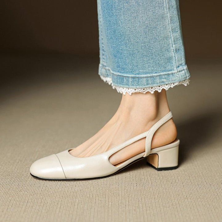 Eleanor | Women's Slingback Block Heel Pumps Almond Toe