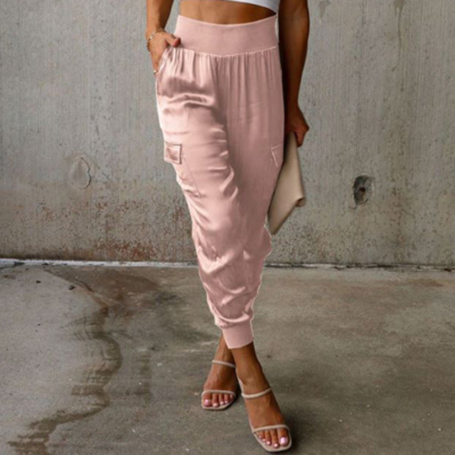 Mia | Women's High-Waist Cargo Jogger Trousers Tapered Leg