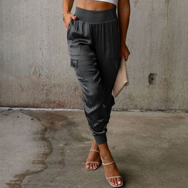 Mia | Women's High-Waist Cargo Jogger Trousers Tapered Leg