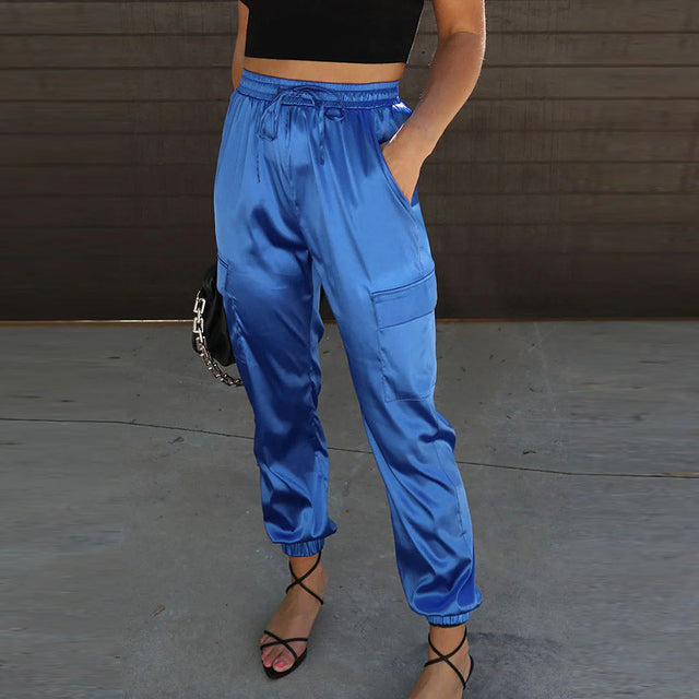 Mia | Women's High-Waist Cargo Jogger Trousers Tapered Leg