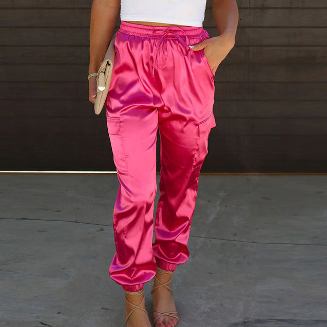 Mia | Women's High-Waist Cargo Jogger Trousers Tapered Leg