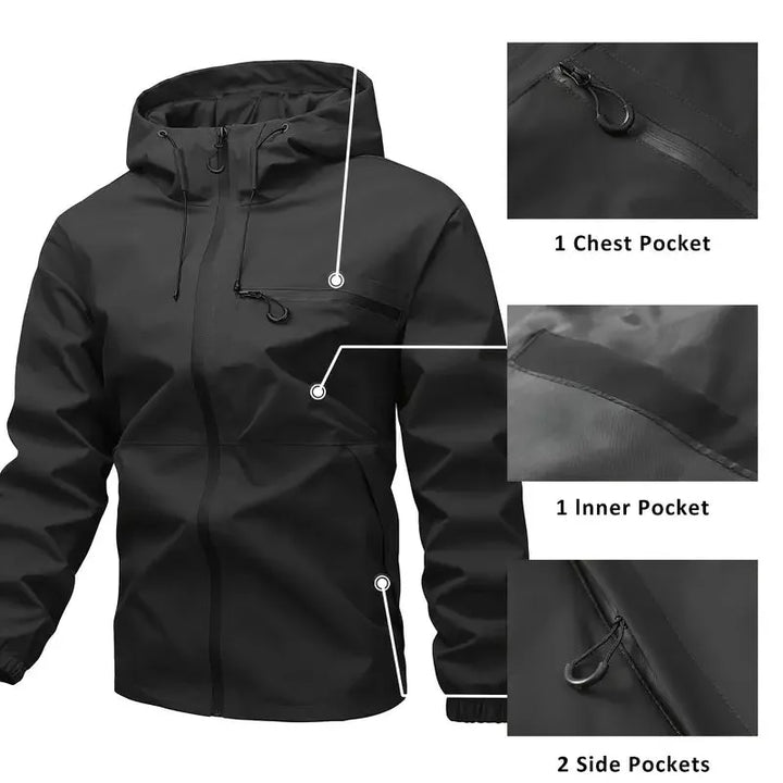 Abbie | Women's Hooded Rain Jacket Zip Front Multi-Pocket Regular Fit
