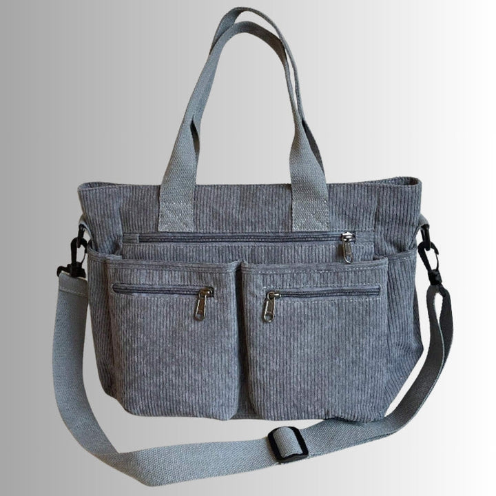 Josephine | Women's Corduroy Shoulder Bag Zip Pockets Laptop Compartment