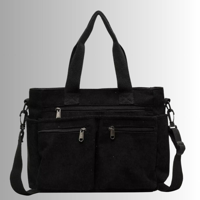 Josephine | Women's Corduroy Shoulder Bag Zip Pockets Laptop Compartment