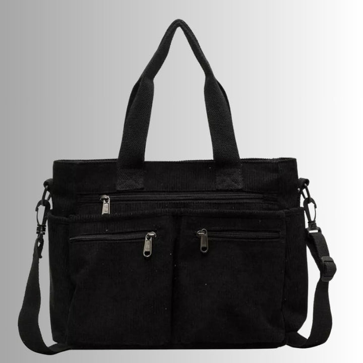 Josephine | Women's Corduroy Shoulder Bag Zip Pockets Laptop Compartment