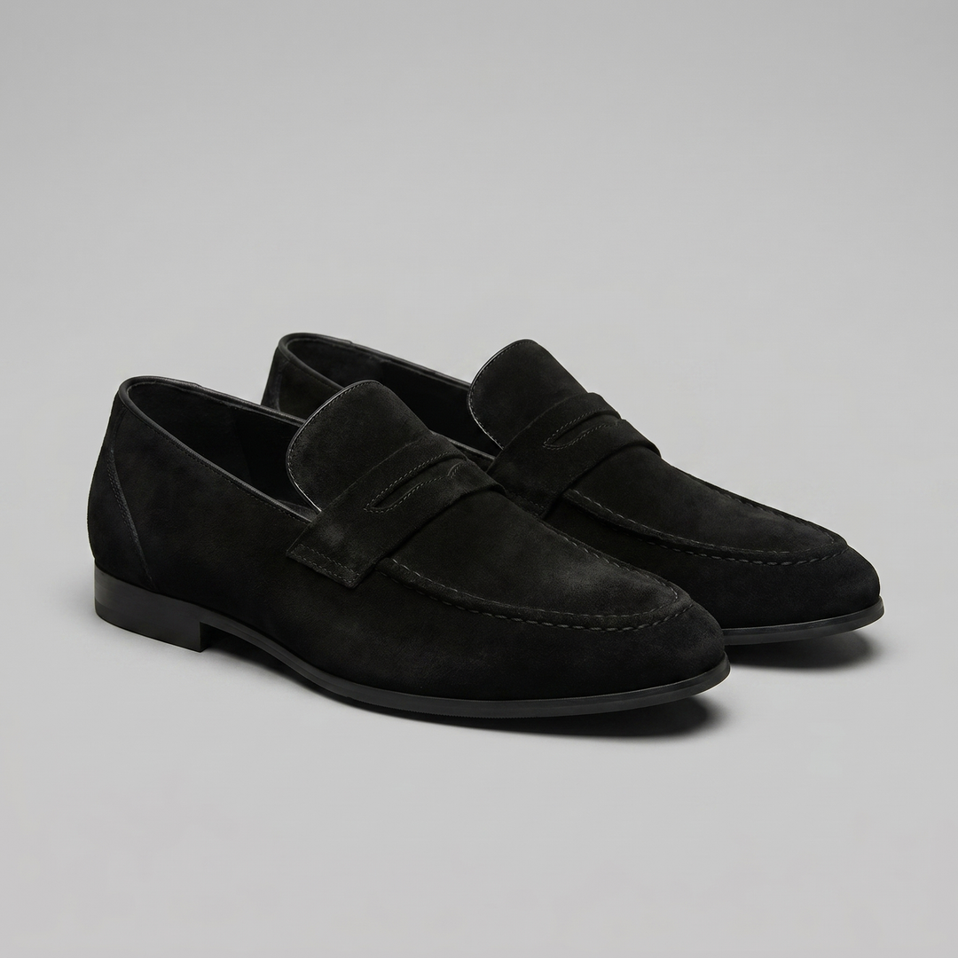 Dominic | Men's Suede-Effect Penny Loafers Moccasin Stitching