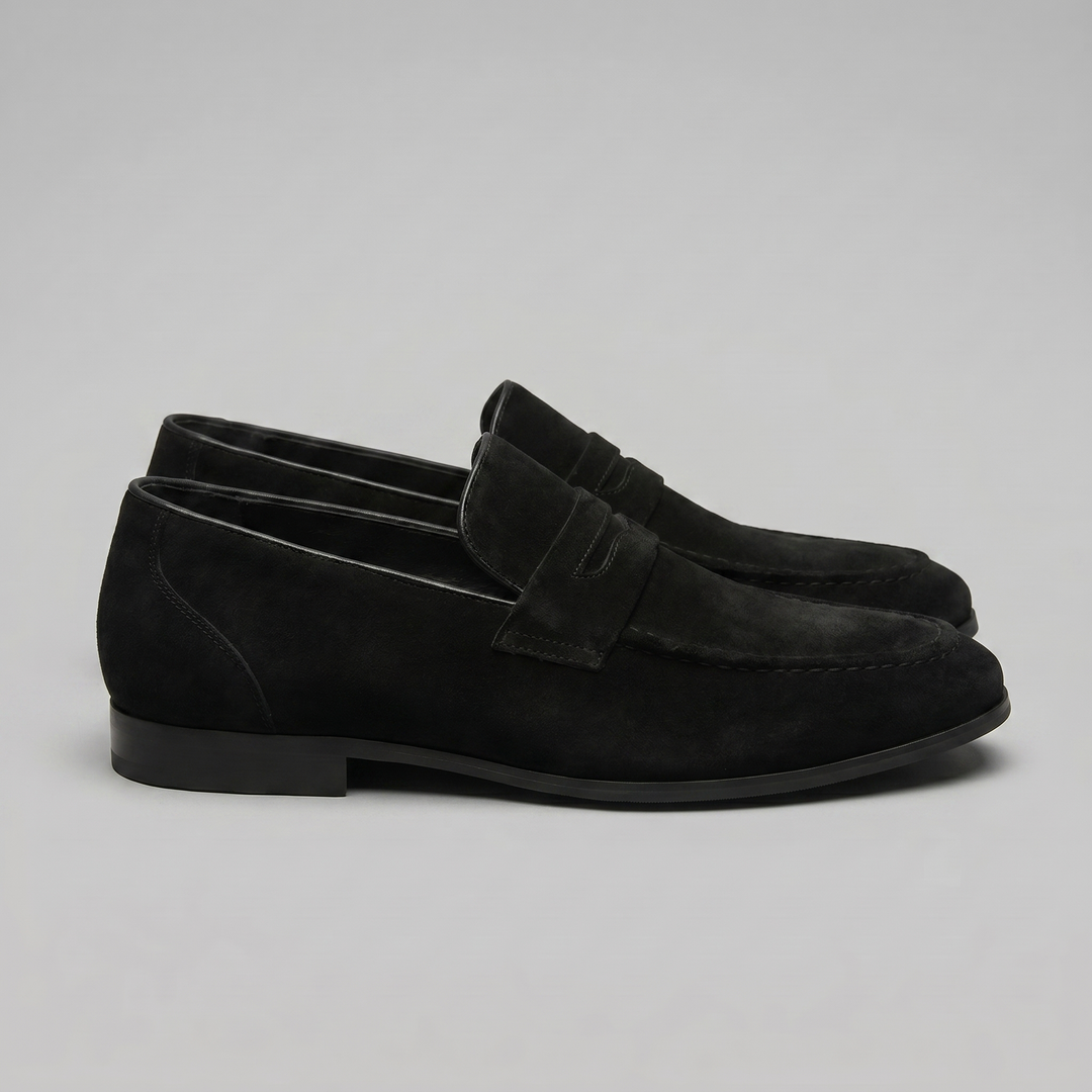 Dominic | Men's Suede-Effect Penny Loafers Moccasin Stitching