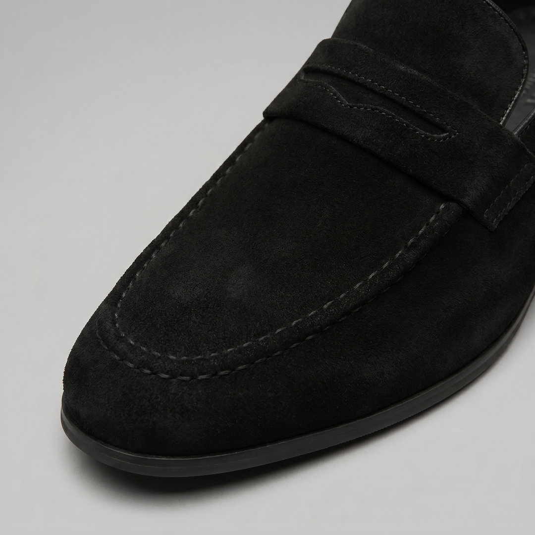 Dominic | Men's Suede-Effect Penny Loafers Moccasin Stitching