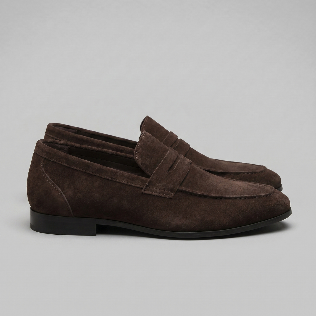 Dominic | Men's Suede-Effect Penny Loafers Moccasin Stitching