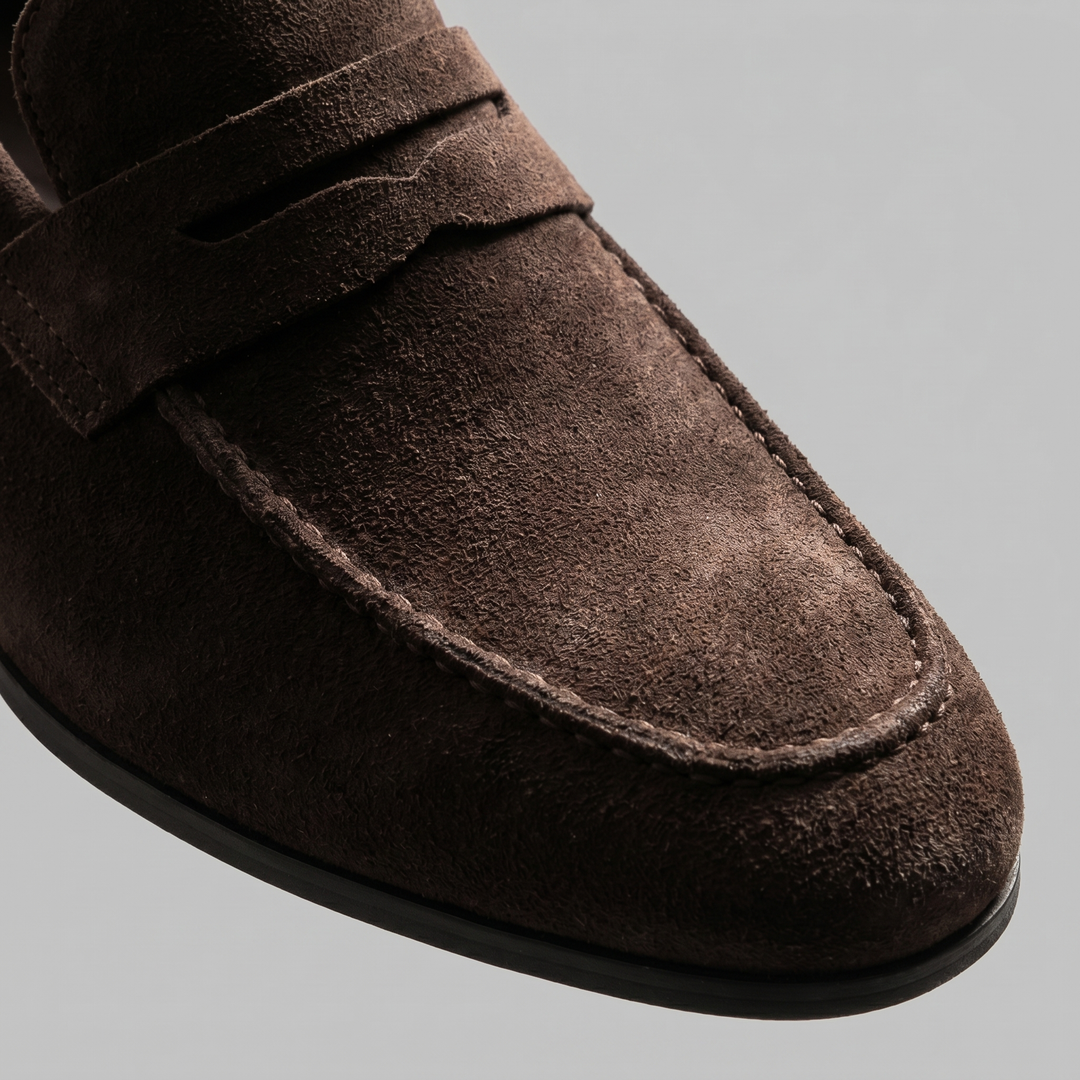Dominic | Men's Suede-Effect Penny Loafers Moccasin Stitching