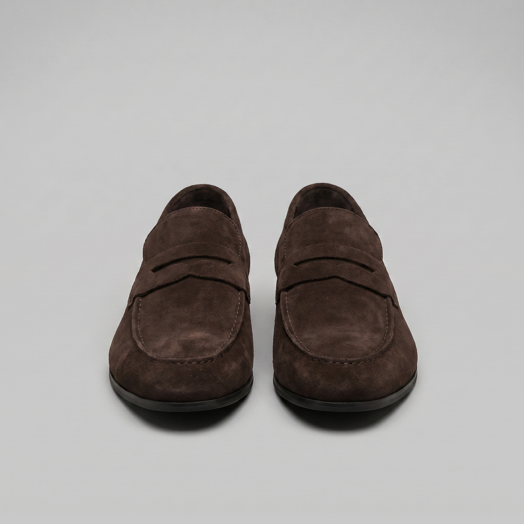 Dominic | Men's Suede-Effect Penny Loafers Moccasin Stitching