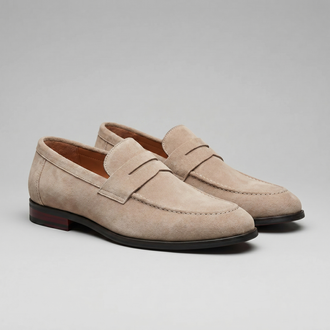 Dominic | Men's Suede-Effect Penny Loafers Moccasin Stitching