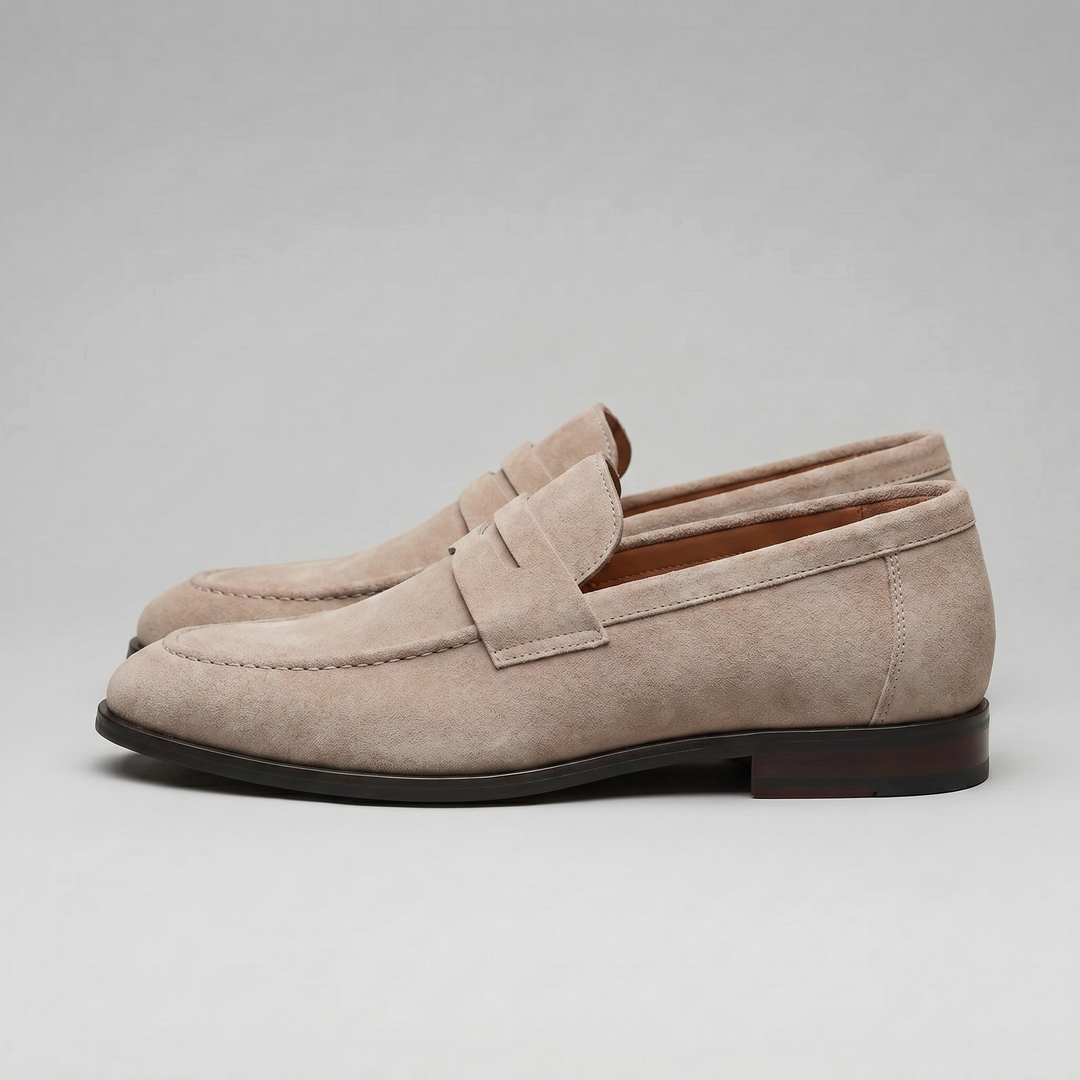 Dominic | Men's Suede-Effect Penny Loafers Moccasin Stitching