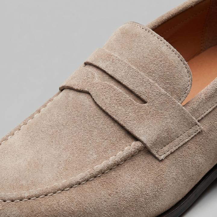 Dominic | Men's Suede-Effect Penny Loafers Moccasin Stitching