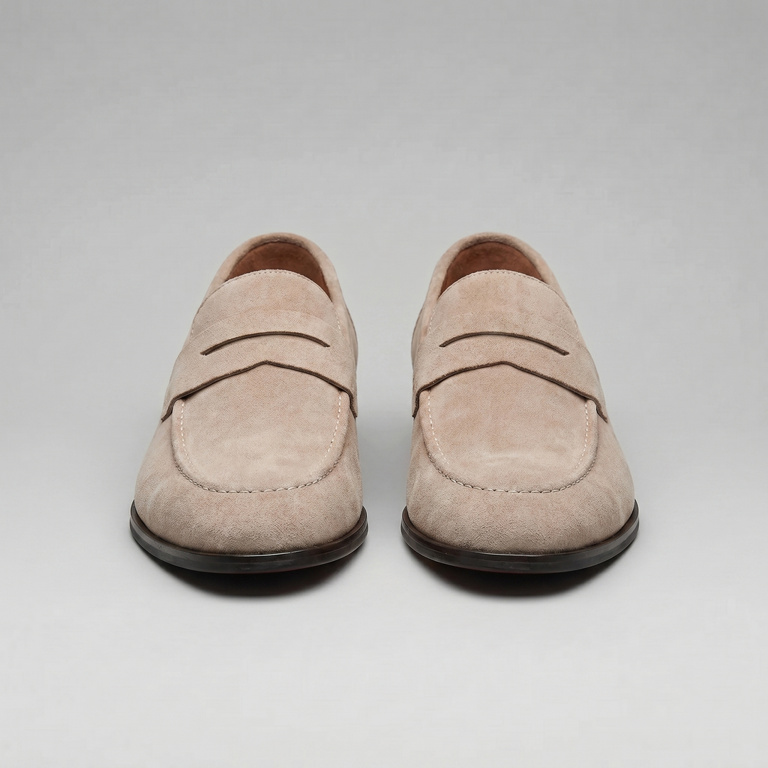 Dominic | Men's Suede-Effect Penny Loafers Moccasin Stitching