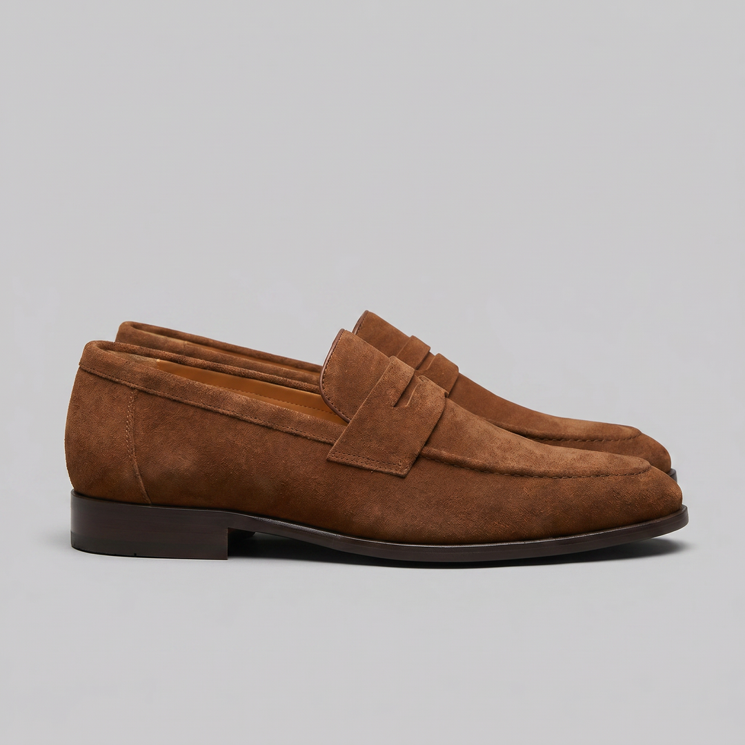 Dominic | Men's Suede-Effect Penny Loafers Moccasin Stitching