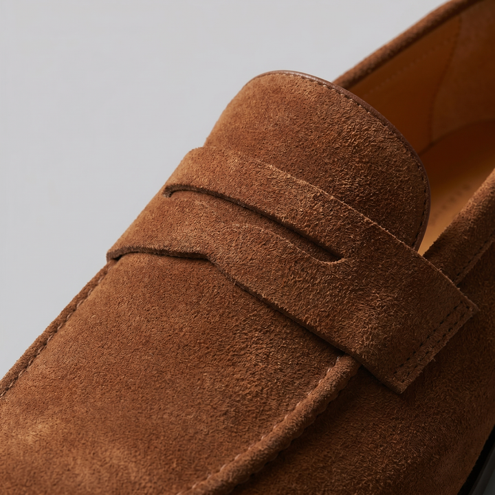 Dominic | Men's Suede-Effect Penny Loafers Moccasin Stitching
