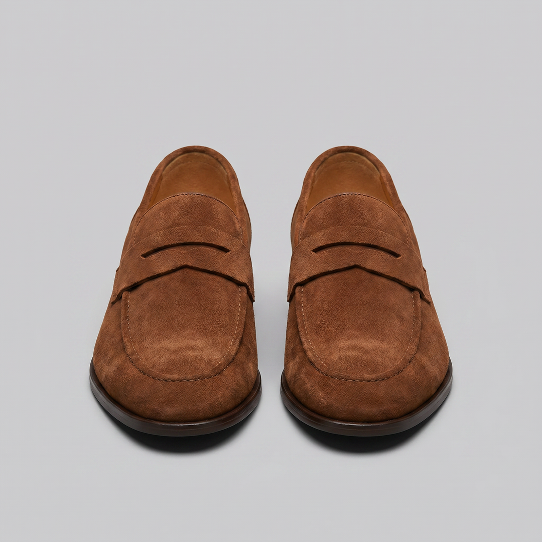 Dominic | Men's Suede-Effect Penny Loafers Moccasin Stitching